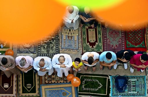 Zum gemeinsamen Gebet treffen  sich Muslime vor allem freitags. Das Bild entstand beim Tag der Moschee. Foto: AP