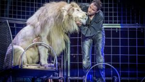 Streicheleinheiten: Martin Lacey jr. mit einem Löwen Foto: Lichtgut/Julian Rettig