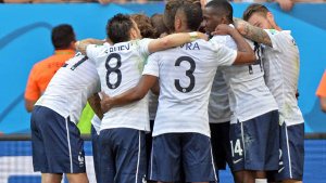 Die WM-Achtelfinalpartie Frankreich gegen Nigeria. Foto: dpa