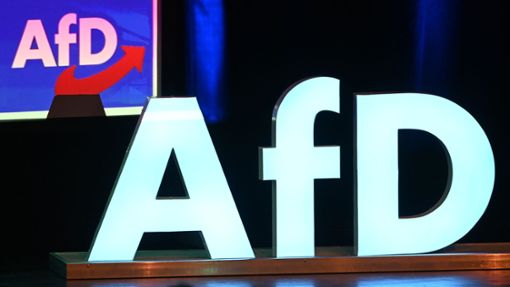 Das Logo der AfD bei einer Wahlkampfkundgebung für die Europawahl. Foto: Bernd Weißbrod/dpa