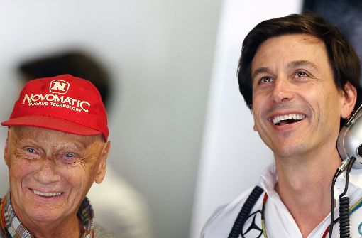 Die Leiter des Formel-1-Teams von Mercedes: Aufseher Niki Lauda und Motorsportchef Toto Wolff (re.)Foto:dpa Foto:  