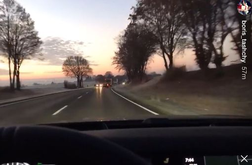Fahrer-Filmchen: Der Fußball-Profi Boris Tashchy vom VfB Stuttgart hat dieses Video bei Instagram veröffentlicht. Foto: Screenshot red