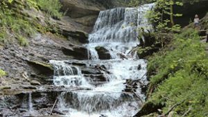 Die Hörschbach-Wasserfälle sind eine der spektakulärsten Sehenswürdigkeiten am 50 Kilometer langen Rems-Murr-Wanderweg. Foto: Fremdenverkehrsgemeinschaft Schwäbischer Wald