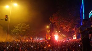 7000 kroatische Fußballfans feierten eine riesige Party in der Stuttgarter Innenstadt. Foto: Fotoagentur-Stuttgart
