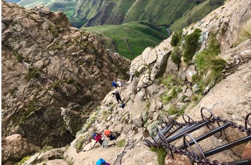 Nichts für schwache Nerven: Klettertour in den Drakensbergen Foto: Bettina Bernhard
