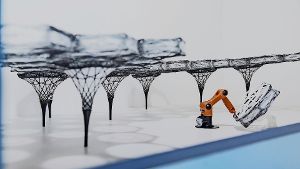 Vorbild  Käferflügel: das Modell zeigt einen Roboter, der eine  filigrane Konstruktion erstellt. Foto: Max Kovalenko/SMNS, Naaro