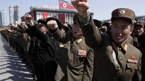 Nordkoreanische Soldaten bei einem Propaganda-Auftritt. Foto: AP
