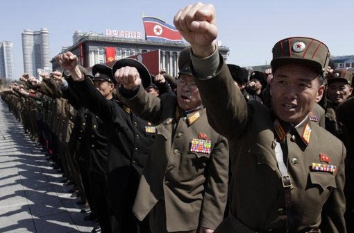 Nordkoreanische Soldaten bei einem Propaganda-Auftritt. Foto: AP