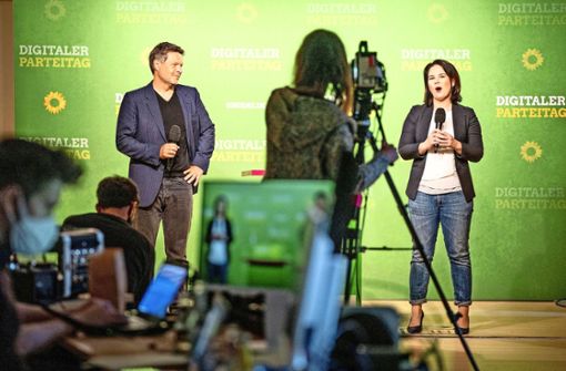 Die Bundesvorsitzende Vorsitzende Annalena Baerbock eröffnete bereits im Mai einen Online-Parteitag der Grünen. Foto: dpa/Kay Nietfeld