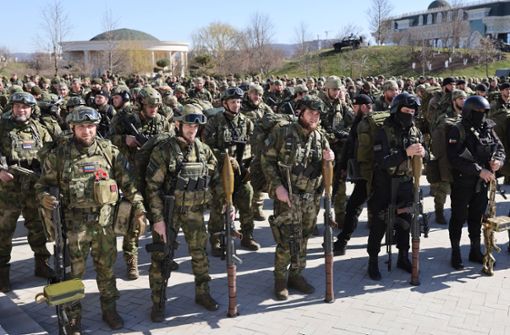 Soldaten in der tschetschenischen Hauptstadt Grozny Ende März. Foto: Imago/Itar-Tass//Yelena Afonina