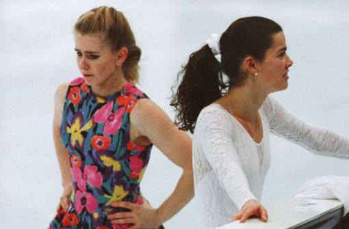 Eiszeit: Tonya Harding (links) und Nancy Kerrigan bei den Spielen 1994 in Lillehammer Foto: dpa