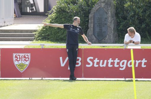 Schicksalsgemeinschaft: VfB-Trainer Pellegrino Matarazzo (li.) und Sportchef Sven Mislintat Foto: Baumann