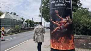 Diese Werbung einer Düsseldorfer Brauerei sorgt für Furore. Foto: dpa