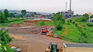 Der Grundriss des neuen Umspannwerkes in Gaisburg  ist schon erkennbar. Foto: Jürgen Brand