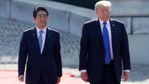 US-Präsident Donald Trump und Japans Ministerpräsident Shinzo Abe wollen weiter Druck auf Nordkorea ausüben. Foto: POOL Bloomberg/AP