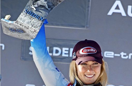 Im Glück: Mikaela Shiffrin nach ihrem eindrucksvollen Sieg in Sölden. Foto: AFP/JOHANN GRODER