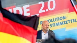 Der Spitzenkandidat der AfD Brandenburg, Andreas Kalbitz, freut sich auf die „dummen Gesichter der anderen“ nach der Landtagswahl Foto: dpa