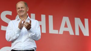 Hat derzeit Grund zur Freude: SPD-Kanzlerkandidat Olaf Scholz. Foto: dpa/Swen Pförtner