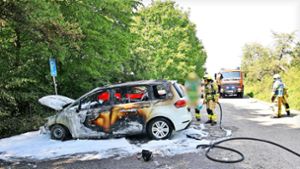 Im August brannte ein Volkswagen auf einem Wanderparkplatz. Auch andere Autos wurden angezündet, daneben Mülleimern, Papiercontainern und eine Scheune. Foto: 7aktuell.de/Kevin /Lermer