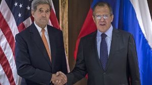 US-Außenminister John Kerry und sein russischer Amtskollege Sergej Lawrow haben sich in Wien zur Syrien-Krise ausgetauscht. Foto: AP