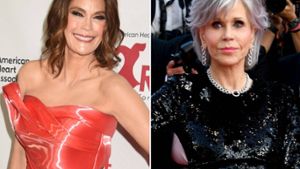 Teri Hatcher (links) ist der Meinung: Von Jane Fondas Einstellung könne man sich eine Scheibe abschneiden. Foto: imago images/Cover-Images / imago/Independent Photo Agency Int.
