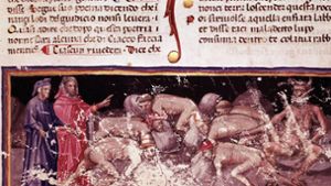 Unter den Verschwendern im vierten Höllenkreis finden sich auffallend viele Kleriker. Handschrift von 1405, Biblioteca Trivulziana Mailand Foto: imago/Leemage/imago stock&people