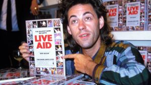 Bob Geldof macht im Jahr 1985 Werbung für sein globales Konzert-Event „Live Aid“ gegen den Hunger in Afrika. Foto: imago images//ZUMA Wire