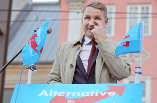 Der Thüringer Partei- und Fraktionschef der AfD, Björn Höcke, betritt das Podium. Foto: dpa
