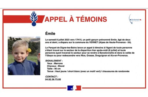 Auf dem Twitter-Account der Gendarmerie Nationale wurde ein Bild des Jungen veröffentlicht. Foto: @GendarmerieNationale_Twitter//FP