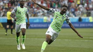 Ahemd Musa war der „Man of the Match“ im Spiel Nigeria gegen Island. Foto: AP
