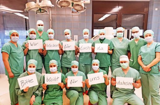 Große Solidarität in den Krankenhäusern, im Bild das OP-Team der Kliniken Sindelfingen Foto: Klinikverbund Südwest