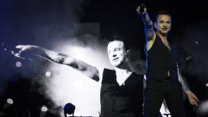 Dave Gahan von der britischen Band Depeche Mode bei einem Auftritt in St. Gallen. Foto: dpa/Gian Ehrenzeller