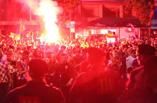 Die Kroaten feierten während der WM 2018 wieder eine rauschende Party in Stuttgart Foto: Lichtgut/Jan Reich