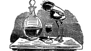 Unglücksrabe: „Jetzt aber naht sich das Malör, Denn dies Getränke ist Likör“ (Bild aus Wilhelm Buschs „Hans Huckebein, der Unglücksrabe“, 1867/68). Foto: Wikipedia commons/Wilhelm Busch