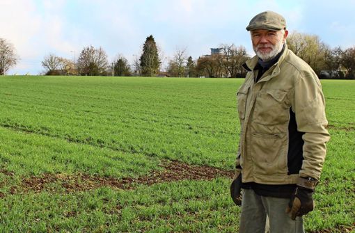 Der Landwirt Klaus Wais steht an einem Feld im Gebiet Schwellenäcker, das er von der Stadt gepachtet hat. Es könnte in naher Zukunft bebaut werden. Foto: Caroline Holowiecki