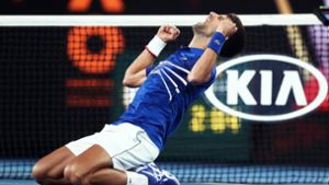 Novak Djokovic jubelt nach seinem Sieg über Rafael Nadal. Foto: Getty Images AsiaPac