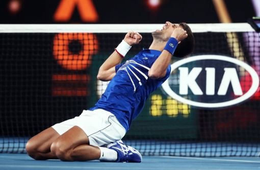 Novak Djokovic jubelt nach seinem Sieg über Rafael Nadal. Foto: Getty Images AsiaPac