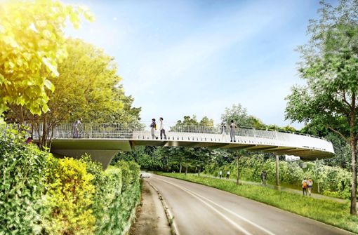 Die Brücke über die Ludwigsburger Straße soll 35 Meter lang werden, sie ist Teil des Landschaftsentwicklungskonzepts. Foto: /Knippers/Helbig