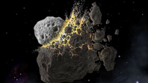 Illustration einer Asteroiden-Kollision. Foto: Don Davis/Eurekalert/dpa