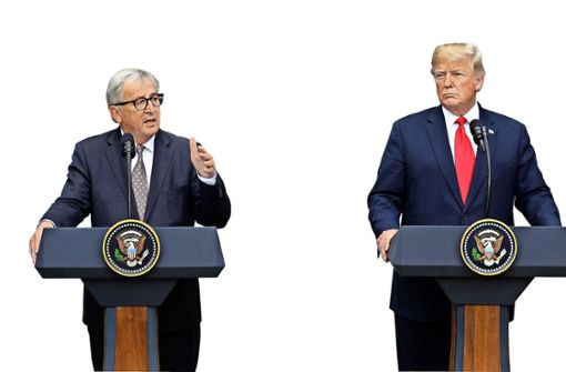 EU-Kommissionschef Jean-Claude Juncker (links) und US-Präsident Donald Trump bei ihrem Treffen in Washington, das für viele eine überraschende Wende nahm. Foto: AP (2), StZ