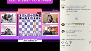 Die Internetstars moistcr1tikal (links oben) und xQc (links unten) haben in einem Livestream gegen Schachexpertin Alexandra Botez (rechts oben) und Schachgroßmeister Hikaru Nakamura (rechts unten) gespielt. Foto: Instagram/chess.com