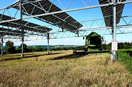 Am Bodensee erprobt die Hofgemeinschaft Heggelbach bereits Solarpaneele. Sie stehen  über Ackerflächen, die noch bewirtschaftet werden können Foto: Hofgemeinschaft Heggelbach