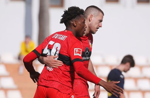 Alexis Tibidi erzielte den Ausgleich für den VfB Stuttgart. Foto: Pressegoto Baumann/Julia Rahn