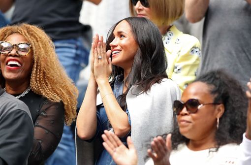 Herzogin Meghan feuert ihre Freundin Serena Williams beim Finale der US Open an. Foto: AFP
