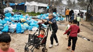 Kinder in einem Flüchtlingscamp auf der griechischen Insel Lesbos. Foto: AFP/Louisa Gouliamaki