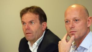 Steckt nicht jeden Cent in die Mannschaft: Göppingens Geschäftsführer Gerd Hofele (li.) neben Frisch Auf-Trainer Magnus Andersson Foto: Baumann