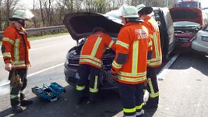 Sieben Fahrzeuge waren in einen Unfall auf der A81 bei Stuttgart-Feuerbach verwickelt. Foto: SDMG