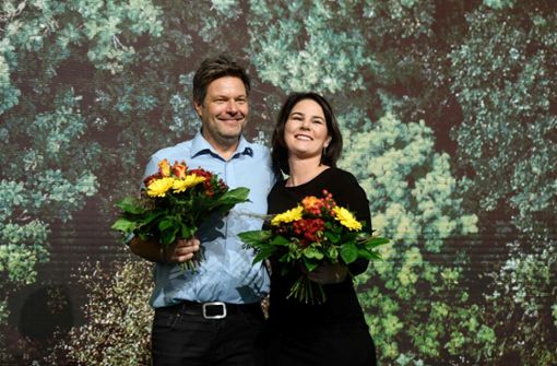 Seit der Wahl der Doppelspitze Habeck/Baerbock sind die Umfragewerte der Grünen auf 20 Prozent und mehr gestiegen. Foto: AFP/INA FASSBENDER