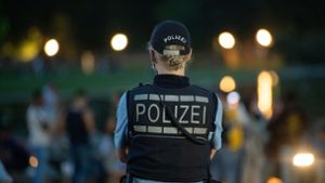 Die Polizei zeigt am Eckensee Präsenz. Foto: dpa/Sebastian Gollnow