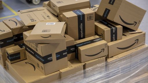 Pakete liegen in einem Amazon-Sortierzentrum auf einer Palette. Amazon-Kunden müssen sich künftig auf kürzere Rückgabefristen einstellen. Foto: dpa/Peter Kneffel